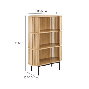 Modway Furniture Fortitude Three Tier Display Cabinet - Modern Open Shelves, Stylish Timber Design, Durable Metal Base Oak EEI-6524-OAK