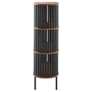 Modway Furniture Fortitude Three Tier Display Cabinet - Modern Open Shelves, Stylish Timber Design, Durable Metal Base Walnut Black EEI-6524-WAL-BLK