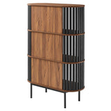 Modway Furniture Fortitude Three Tier Display Cabinet Walnut Black 15.5 x 35.5 x 51.5