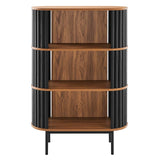 Modway Furniture Fortitude Three Tier Display Cabinet Walnut Black 15.5 x 35.5 x 51.5