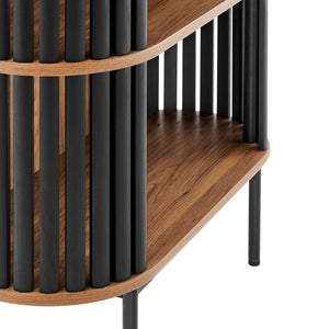 Modway Furniture Fortitude Three Tier Display Cabinet - Modern Open Shelves, Stylish Timber Design, Durable Metal Base Walnut Black EEI-6524-WAL-BLK