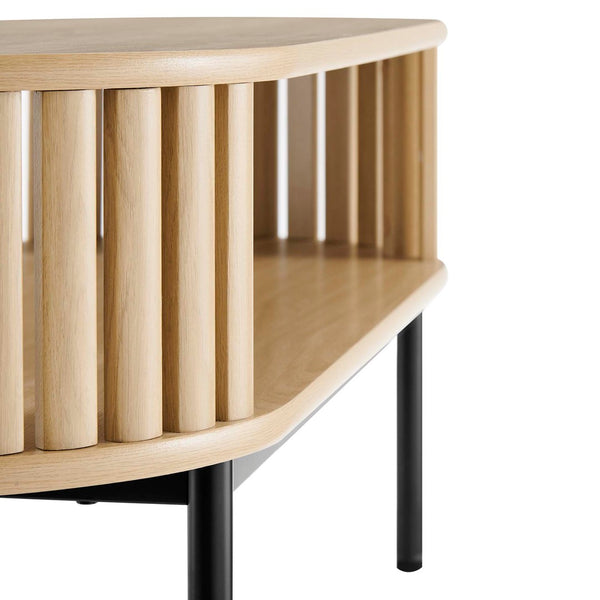 Modway Furniture Fortitude Wood Coffee Table - Sleek Oval Design with Open Timber Slat Sides for Modern Living Spaces Oak EEI-6525-OAK