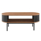 Modway Furniture Fortitude Wood Coffee Table Walnut Black 18.5 x 43.5 x 17