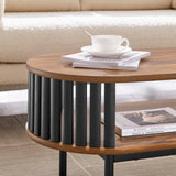 Modway Furniture Fortitude Wood Coffee Table Walnut Black 18.5 x 43.5 x 17