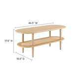 Modway Furniture Torus Oval Coffee Table Oak 18.5 x 46.5 x 17.5