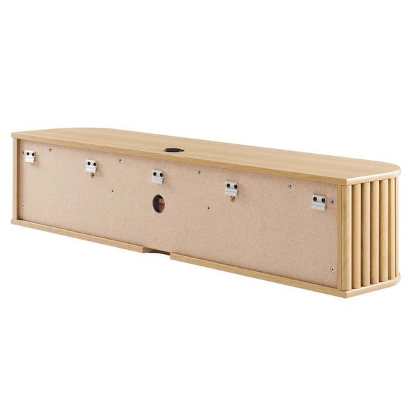 Modway Furniture Fortitude 63" Wall-Mounted TV Stand - Modern Media Console with Cable Management & Storage Solutions Oak EEI-6528-OAK