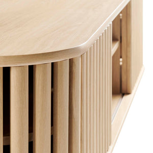 Modway Furniture Fortitude 63" Wall-Mounted TV Stand - Modern Media Console with Cable Management & Storage Solutions Oak EEI-6528-OAK