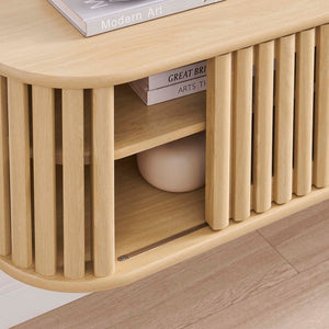 Modway Furniture Fortitude 63" Wall-Mounted TV Stand - Modern Media Console with Cable Management & Storage Solutions Oak EEI-6528-OAK