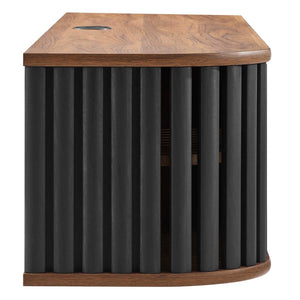 Modway Furniture Fortitude 63" Wall-Mounted TV Stand - Modern Media Console with Cable Management & Storage Solutions Walnut Black EEI-6528-WAL-BLK