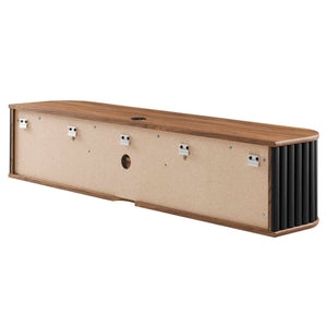 Modway Furniture Fortitude 63" Wall-Mounted TV Stand - Modern Media Console with Cable Management & Storage Solutions Walnut Black EEI-6528-WAL-BLK