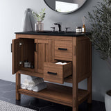 Modway Furniture Ashlyn 36” Wood Bathroom Vanity Walnut Black 18 x 36 x 34.5