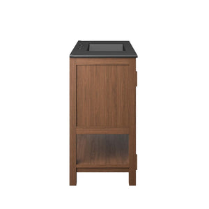 Modway Furniture Ashlyn 36" Mid-Century Modern Wood Bathroom Vanity with Integrated Sink and Ample Storage Space Walnut Black EEI-6535-WAL-BLK