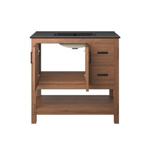Modway Furniture Ashlyn 36" Mid-Century Modern Wood Bathroom Vanity with Integrated Sink and Ample Storage Space Walnut Black EEI-6535-WAL-BLK