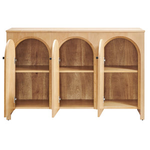 Modway Furniture Appia 3-Door Arched Sideboard Storage Cabinet – Modern Mid-Century Design for Versatile Use Oak EEI-6536-OAK