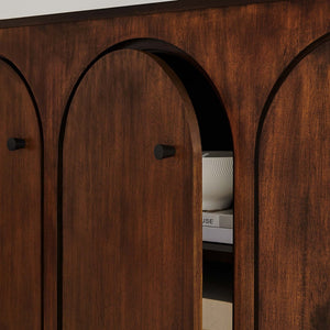 Modway Furniture Appia 3-Door Arched Sideboard Storage Cabinet – Modern Mid-Century Design for Versatile Use Walnut EEI-6536-WAL
