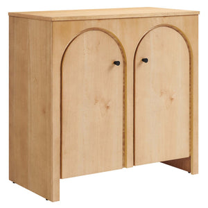 Modway Furniture Appia 2-Door Arched Storage Cabinet - Mid-Century Modern Design with Adjustable Shelves and Soft-Close Oak EEI-6537-OAK
