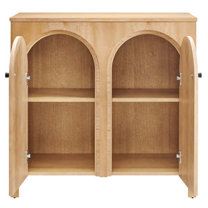 Modway Furniture Appia 2-Door Arched Storage Cabinet - Mid-Century Modern Design with Adjustable Shelves and Soft-Close Oak EEI-6537-OAK