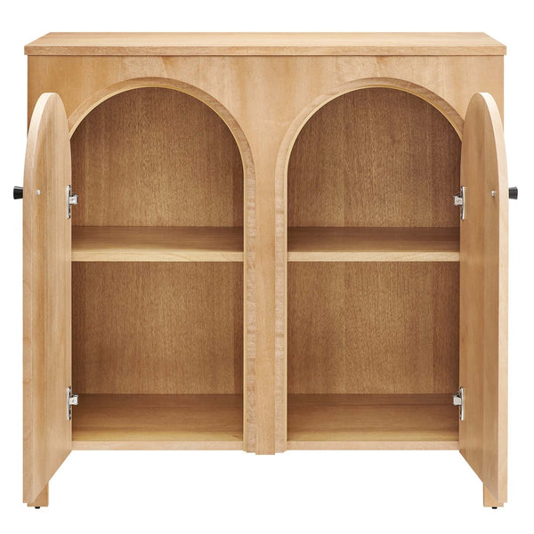 Modway Furniture Appia 2-Door Arched Storage Cabinet - Mid-Century Modern Design with Adjustable Shelves and Soft-Close Oak EEI-6537-OAK