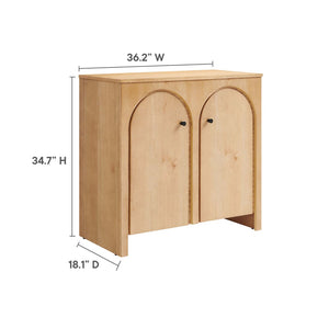 Modway Furniture Appia 2-Door Arched Storage Cabinet - Mid-Century Modern Design with Adjustable Shelves and Soft-Close Oak EEI-6537-OAK