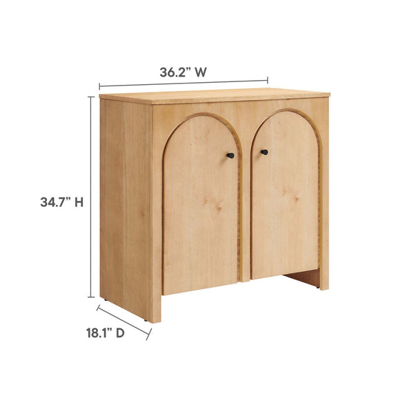 Modway Furniture Appia 2-Door Arched Storage Cabinet - Mid-Century Modern Design with Adjustable Shelves and Soft-Close Oak EEI-6537-OAK