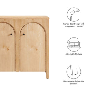 Modway Furniture Appia 2-Door Arched Storage Cabinet - Mid-Century Modern Design with Adjustable Shelves and Soft-Close Oak EEI-6537-OAK