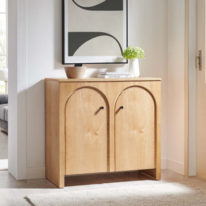 Modway Furniture Appia 2-Door Arched Storage Cabinet - Mid-Century Modern Design with Adjustable Shelves and Soft-Close Oak EEI-6537-OAK