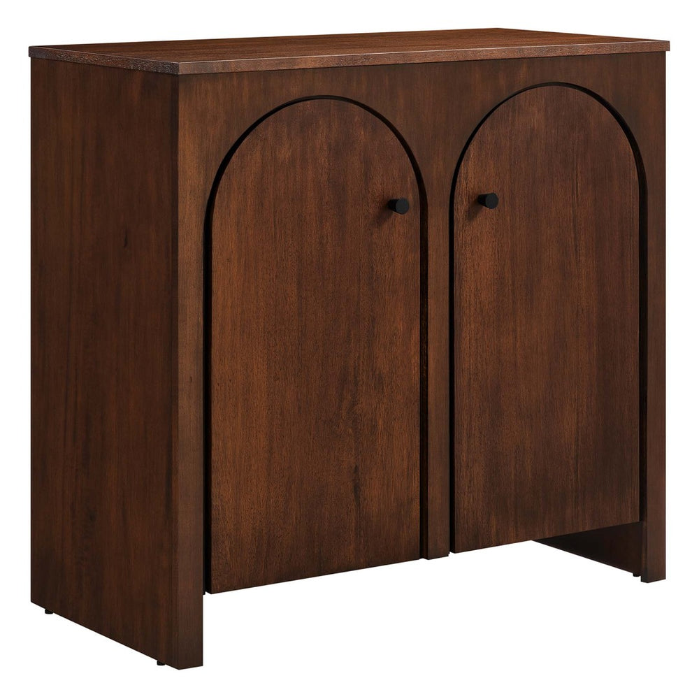 Modway Furniture Appia 2-Door Arched Storage Cabinet - Mid-Century Modern Design with Adjustable Shelves and Soft-Close Walnut EEI-6537-WAL