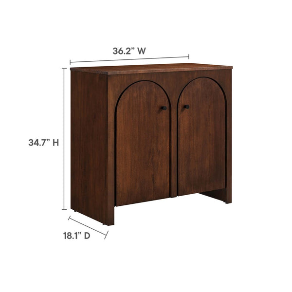 Modway Furniture Appia 2-Door Arched Storage Cabinet - Mid-Century Modern Design with Adjustable Shelves and Soft-Close Walnut EEI-6537-WAL