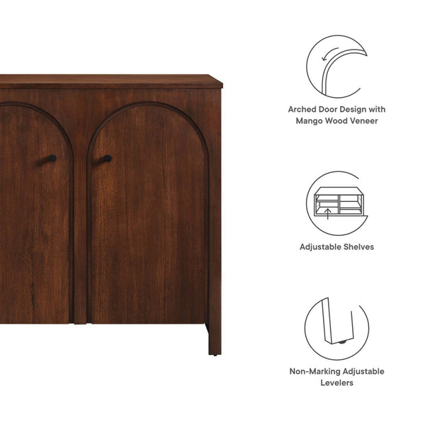 Modway Furniture Appia 2-Door Arched Storage Cabinet - Mid-Century Modern Design with Adjustable Shelves and Soft-Close Walnut EEI-6537-WAL