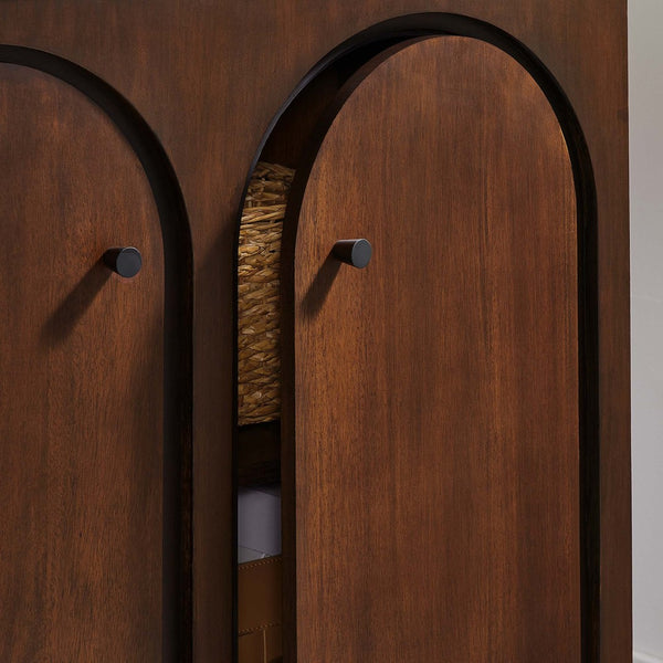 Modway Furniture Appia 2-Door Arched Storage Cabinet - Mid-Century Modern Design with Adjustable Shelves and Soft-Close Walnut EEI-6537-WAL
