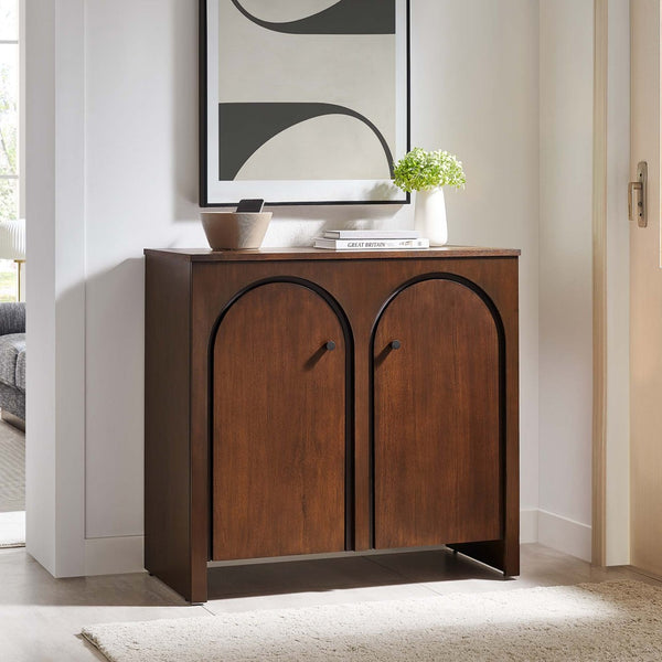 Modway Furniture Appia 2-Door Arched Storage Cabinet - Mid-Century Modern Design with Adjustable Shelves and Soft-Close Walnut EEI-6537-WAL
