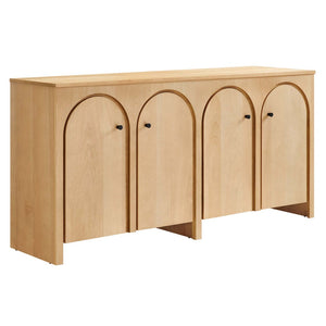 Modway Furniture Appia 4-Door Sideboard Storage Cabinet - Mid-Century Modern Design with Soft-Close Doors & Versatility Oak EEI-6538-OAK