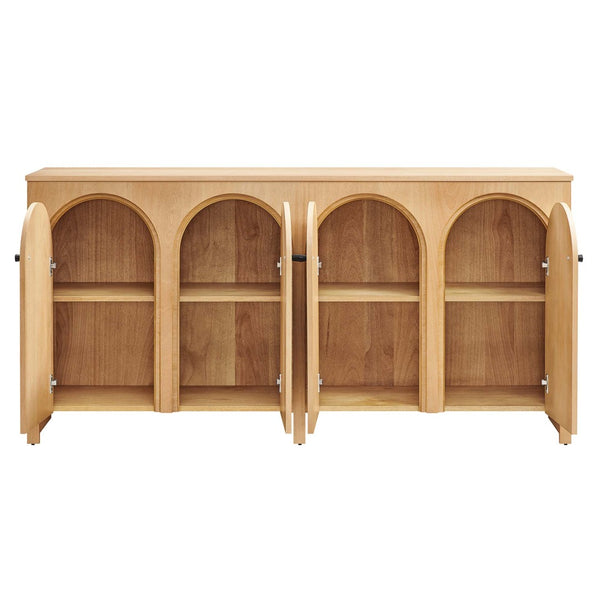 Modway Furniture Appia 4-Door Sideboard Storage Cabinet - Mid-Century Modern Design with Soft-Close Doors & Versatility Oak EEI-6538-OAK