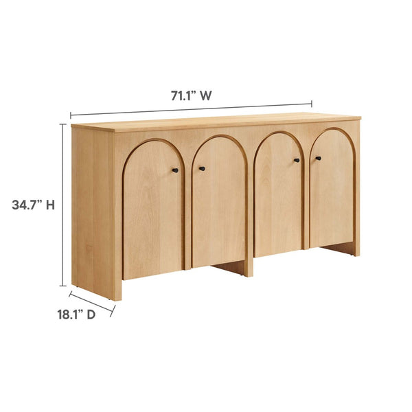 Modway Furniture Appia 4-Door Sideboard Storage Cabinet - Mid-Century Modern Design with Soft-Close Doors & Versatility Oak EEI-6538-OAK