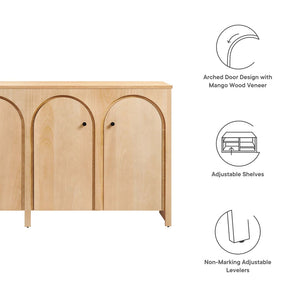 Modway Furniture Appia 4-Door Sideboard Storage Cabinet - Mid-Century Modern Design with Soft-Close Doors & Versatility Oak EEI-6538-OAK