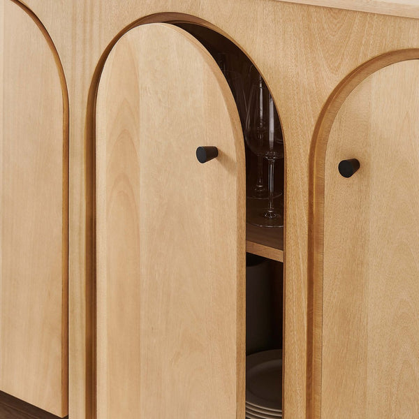 Modway Furniture Appia 4-Door Sideboard Storage Cabinet - Mid-Century Modern Design with Soft-Close Doors & Versatility Oak EEI-6538-OAK