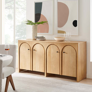Modway Furniture Appia 4-Door Sideboard Storage Cabinet - Mid-Century Modern Design with Soft-Close Doors & Versatility Oak EEI-6538-OAK