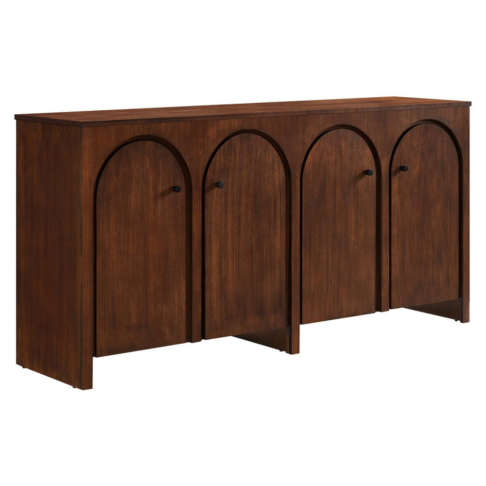 Modway Furniture Appia 4-Door Sideboard Storage Cabinet - Mid-Century Modern Design with Soft-Close Doors & Versatility Walnut EEI-6538-WAL
