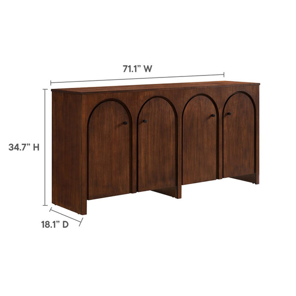 Modway Furniture Appia 4-Door Sideboard Storage Cabinet - Mid-Century Modern Design with Soft-Close Doors & Versatility Walnut EEI-6538-WAL