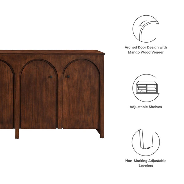 Modway Furniture Appia 4-Door Sideboard Storage Cabinet - Mid-Century Modern Design with Soft-Close Doors & Versatility Walnut EEI-6538-WAL