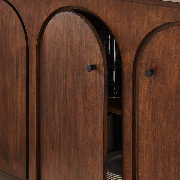 Modway Furniture Appia 4-Door Sideboard Storage Cabinet - Mid-Century Modern Design with Soft-Close Doors & Versatility Walnut EEI-6538-WAL