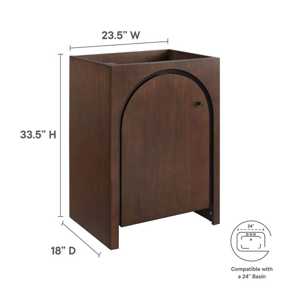 Modway Furniture Appia 24" Bathroom Vanity Cabinet - Retro-Inspired Design with Adjustable Storage & Soft-Close Hinges Walnut EEI-6539-WAL