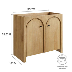 Modway Furniture Appia 36" Bathroom Vanity Cabinet - Retro-Inspired Design with Soft-Close Doors and Ample Storage Oak EEI-6540-OAK
