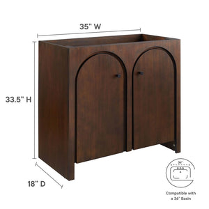 Modway Furniture Appia 36" Bathroom Vanity Cabinet - Retro-Inspired Design with Soft-Close Doors and Ample Storage Walnut EEI-6540-WAL