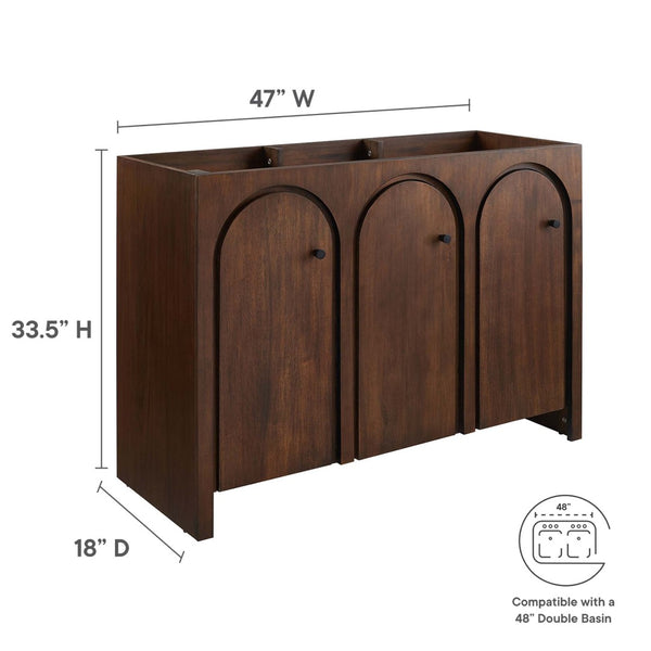 Modway Furniture Appia 48" Bathroom Vanity Cabinet - Mid-Century Modern Design with Soft-Close Doors & Storage Solutions Walnut EEI-6541-WAL