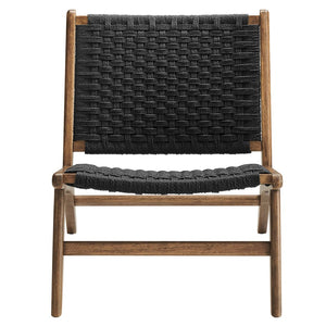 Modway Furniture Saoirse Woven Rope Accent Lounge Chair by Modway - Modern Comfort with Stylish Craftsmanship Walnut Black EEI-6543-WAL-BLK
