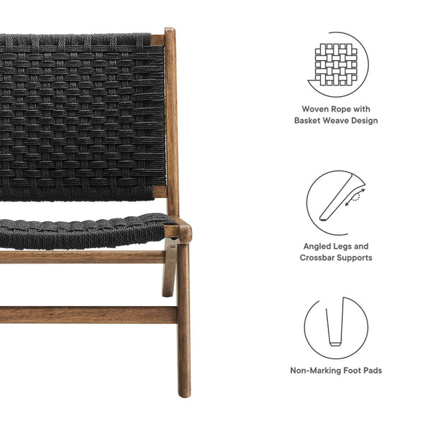 Modway Furniture Saoirse Woven Rope Accent Lounge Chair by Modway - Modern Comfort with Stylish Craftsmanship Walnut Black EEI-6543-WAL-BLK