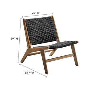 Modway Furniture Saoirse Woven Rope Accent Lounge Chair by Modway - Modern Comfort with Stylish Craftsmanship Walnut Black EEI-6543-WAL-BLK