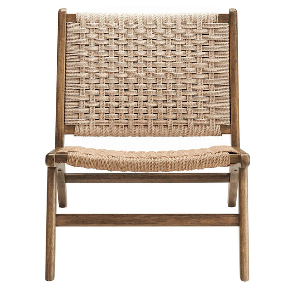 Modway Furniture Saoirse Woven Rope Accent Lounge Chair by Modway - Modern Comfort with Stylish Craftsmanship Walnut Natural EEI-6543-WAL-NAT