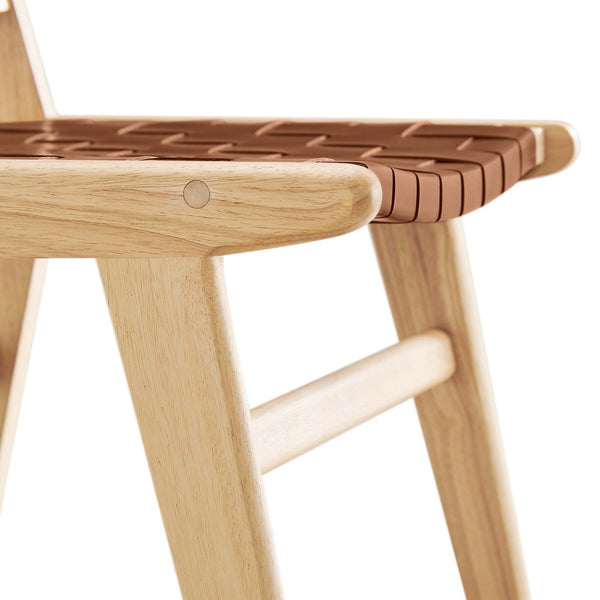 Modway Furniture Saoirse Leather Wood Dining Side Chair Set of 2 - Stylish Comfort for Modern Living Spaces Natural Brown EEI-6544-NAT-BRN